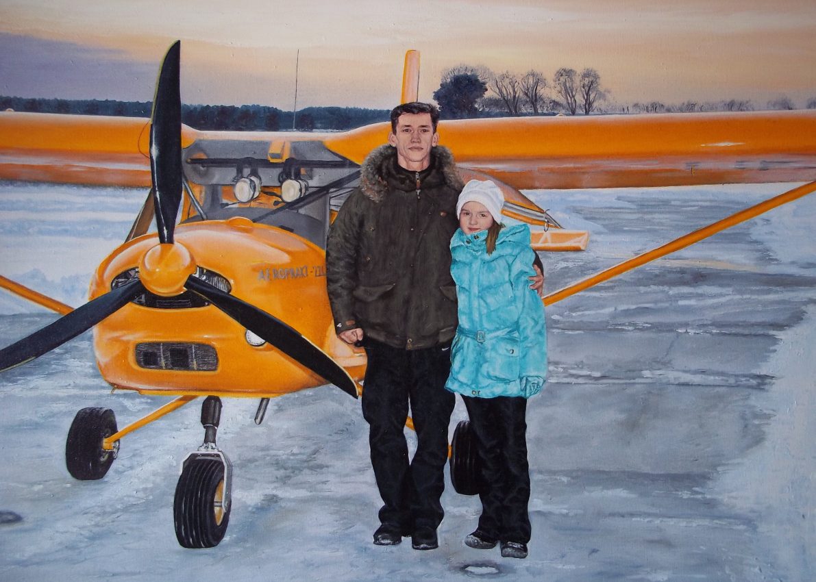 Portrait with a Yellow Plane — portraits oil painting by Viktor Kucheryavyy, 