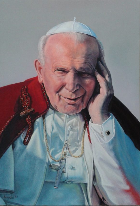 Pope John Paul II: Pondering — original oil on canvas painting by Viktor Kucheryavyy