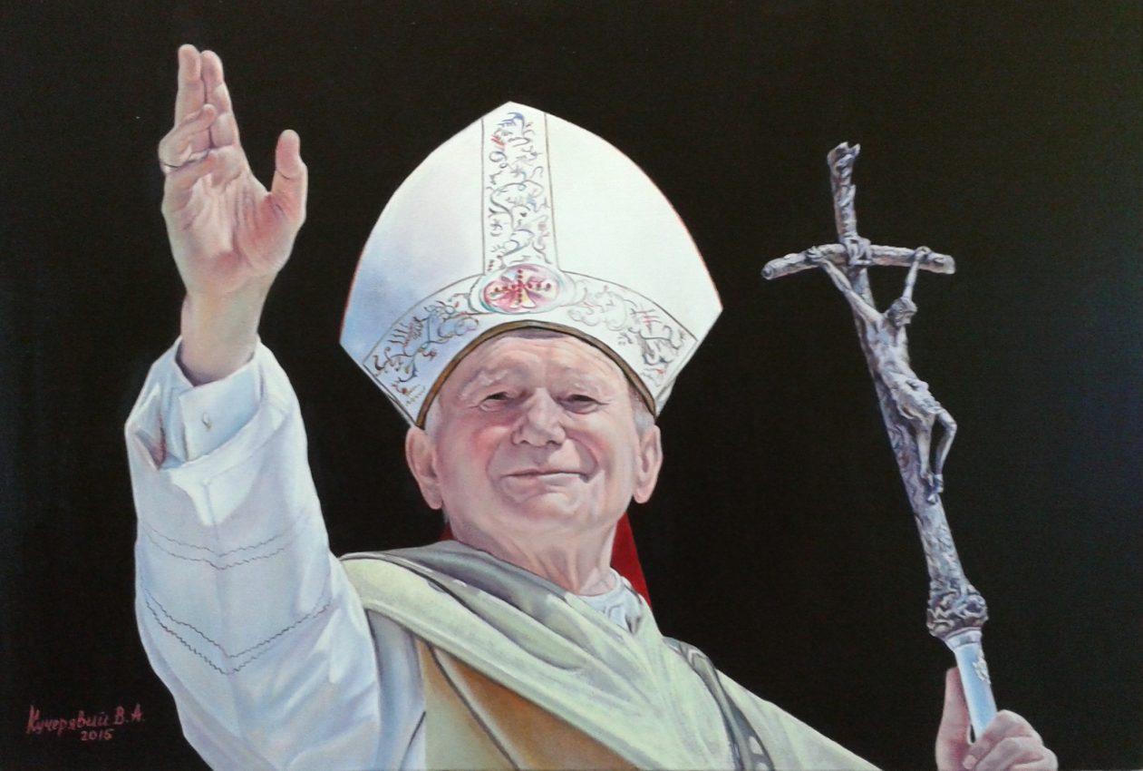 Pope John Paul II: Blessing — portraits oil painting by Viktor Kucheryavyy, 