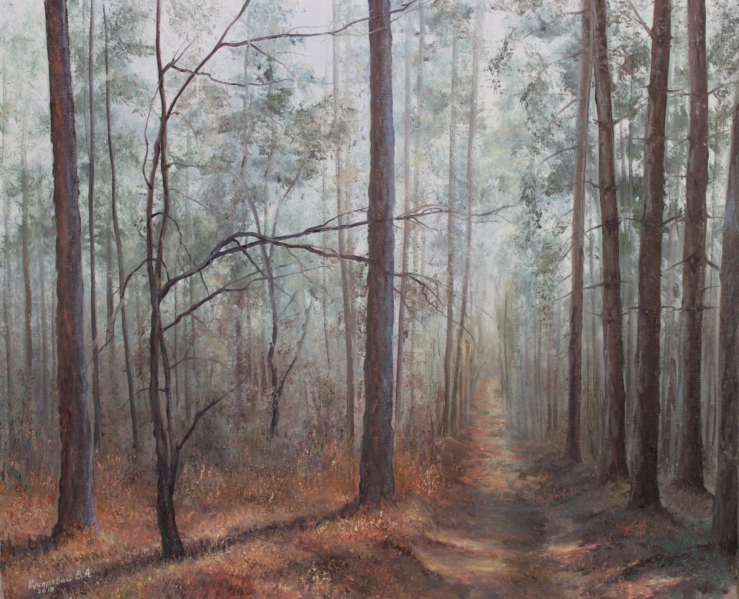 Into the Woods — original oil on canvas painting by Viktor Kucheryavyy, 45 x 55 cm