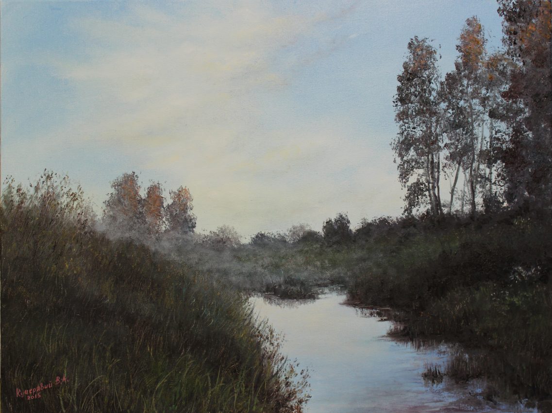 A Hazy Morning — summer memories oil painting by Viktor Kucheryavyy, 45 x 60 cm