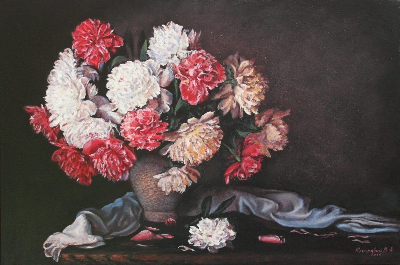 Peonies — nature mort oil painting by Viktor Kucheryavyy, 