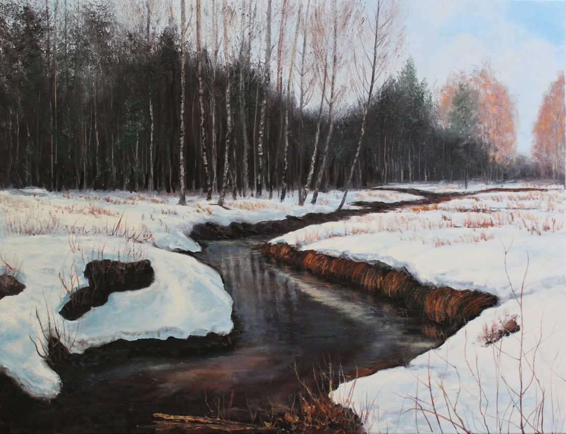 The Great Awakening — white winter oil painting by Viktor Kucheryavyy, 50 x 65 cm