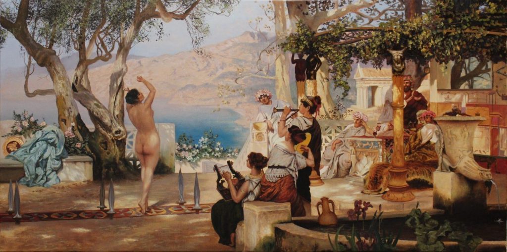 Song of a Slave Girl (after Siemiradzki) — copies oil painting by Viktor Kucheryavyy, 