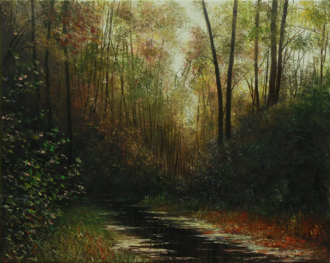 A Creek in Fall — golden fall oil painting by Viktor Kucheryavyy, 40 x 50 cm