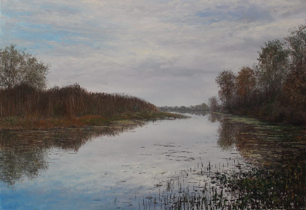 Tranquility — golden fall oil painting by Viktor Kucheryavyy, 45 x 65 cm