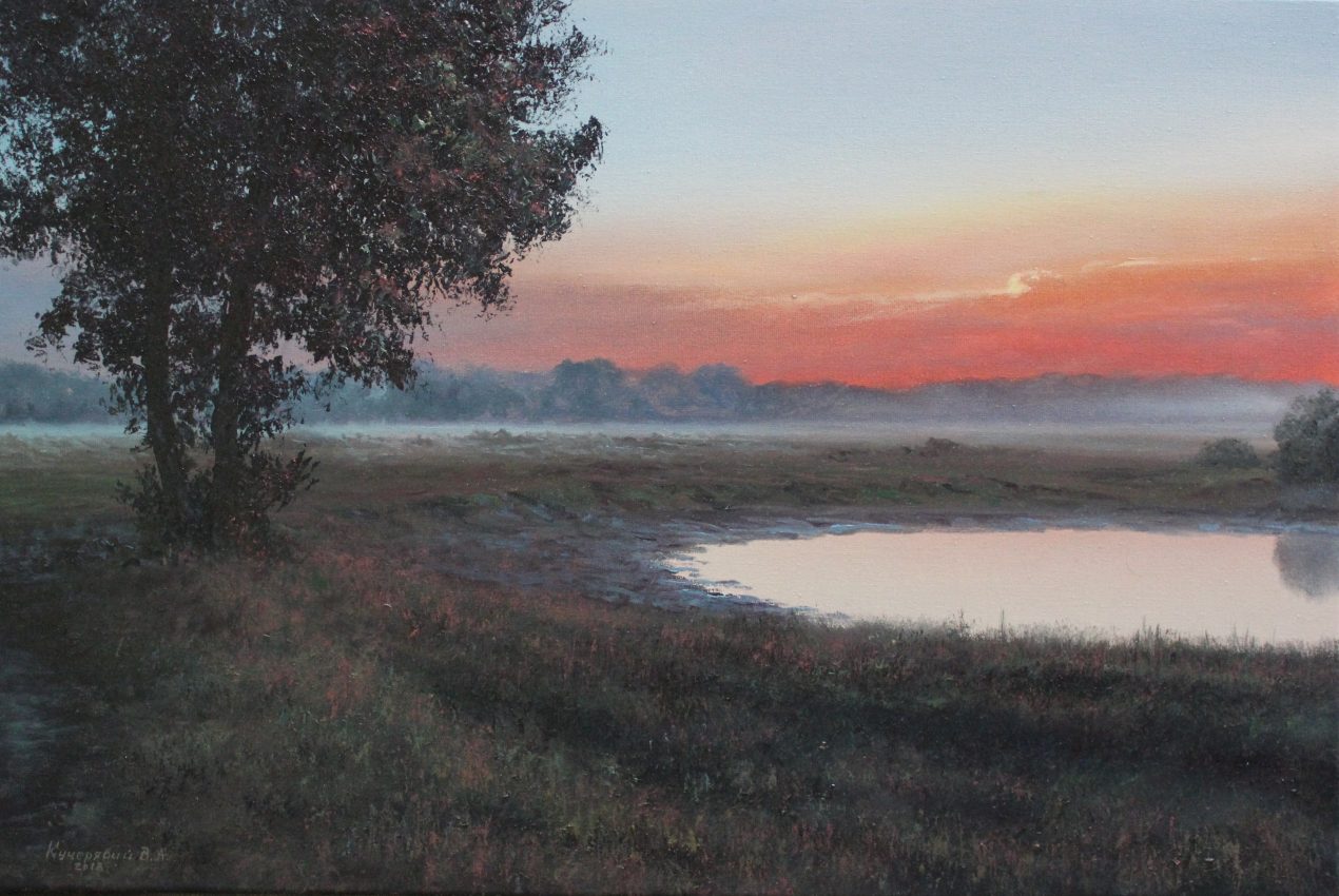 The Sky Is Burning — original oil on canvas painting by Viktor Kucheryavyy, 40 x 60 cm