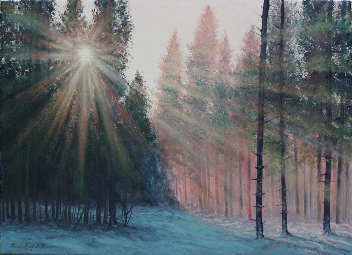Snow & Sun — original oil on canvas painting by Viktor Kucheryavyy