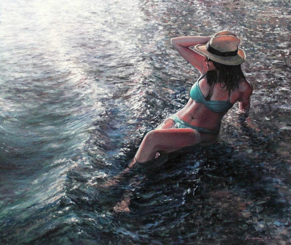 Enjoying the Sunshine — original oil on canvas painting by Viktor Kucheryavyy, 75 x 90 cm