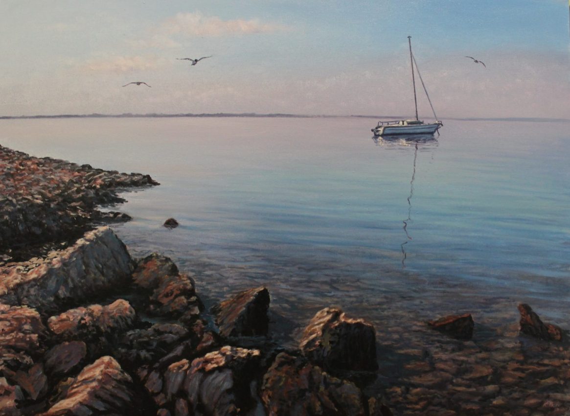 Setting Sail — down by the sea oil painting by Viktor Kucheryavyy, 