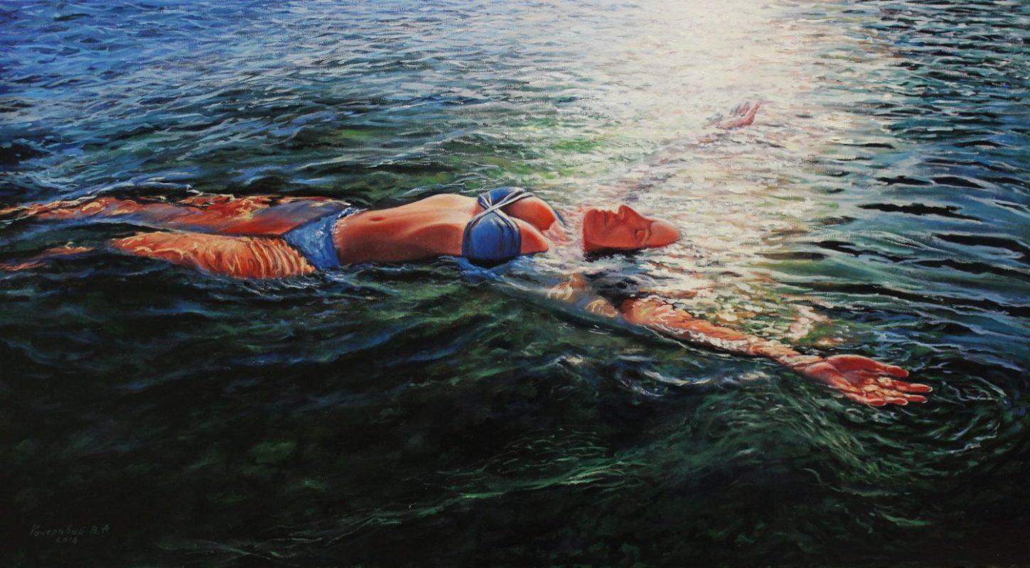 Feeling Weightless — down by the sea oil painting by Viktor Kucheryavyy, 