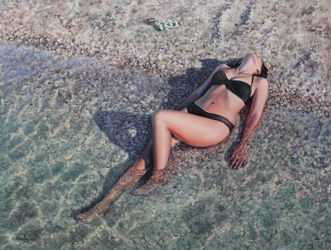 Carefree — down by the sea oil painting by Viktor Kucheryavyy, 75 x 100 cm