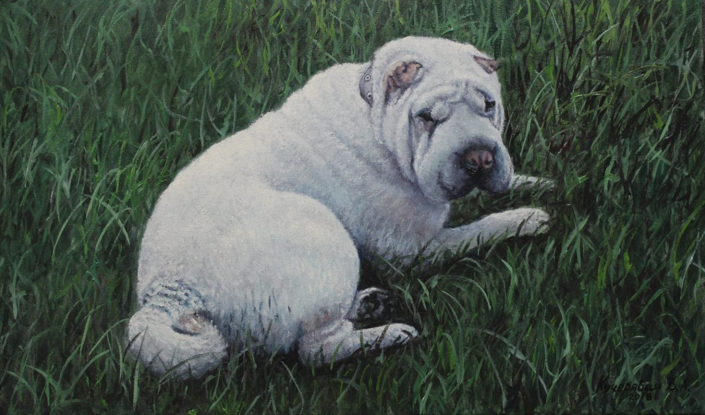 Puppy Portrait — animals oil painting by Viktor Kucheryavyy, 
