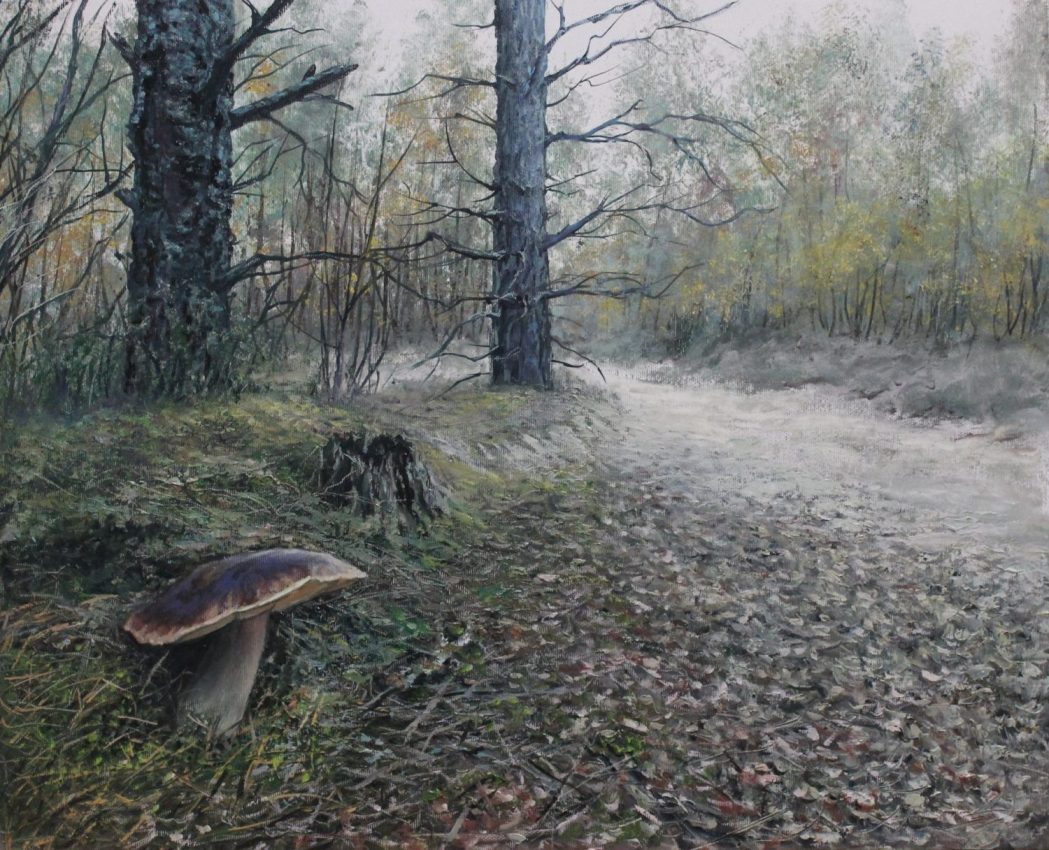 By the Road — golden fall oil painting by Viktor Kucheryavyy, 45 x 55 cm