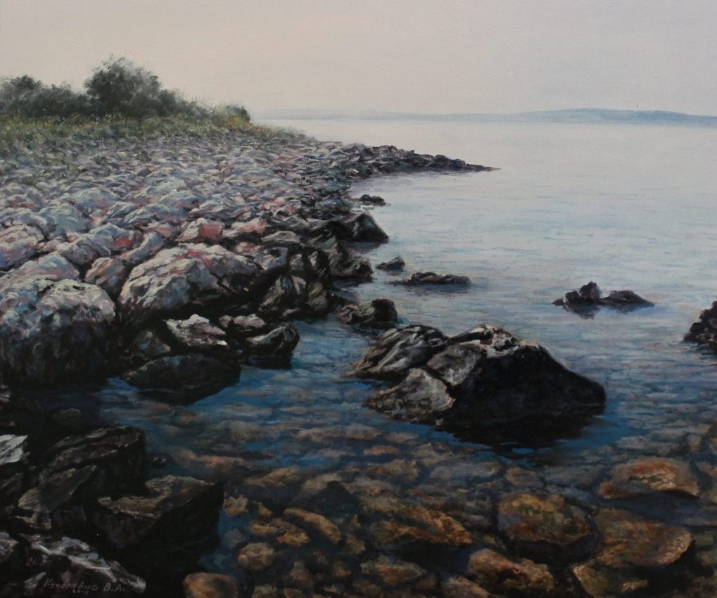 Rocky Beach — original oil on canvas painting by Viktor Kucheryavyy, 45 x 65 cm