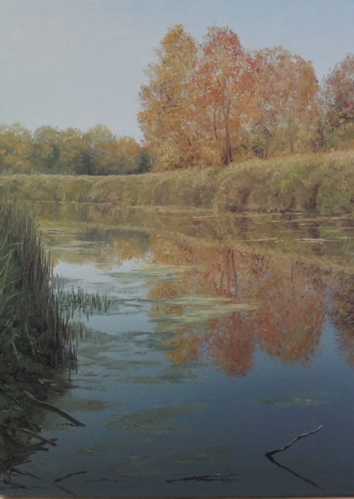 Sunny Autumn Afternoon — golden fall oil painting by Viktor Kucheryavyy, 55 x 40 cm