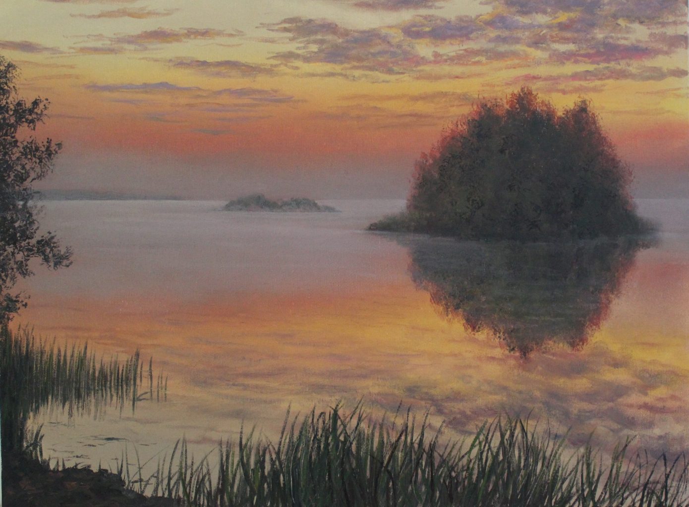 Sunset Over The Pond — oil painting by Viktor Kucheryavyy