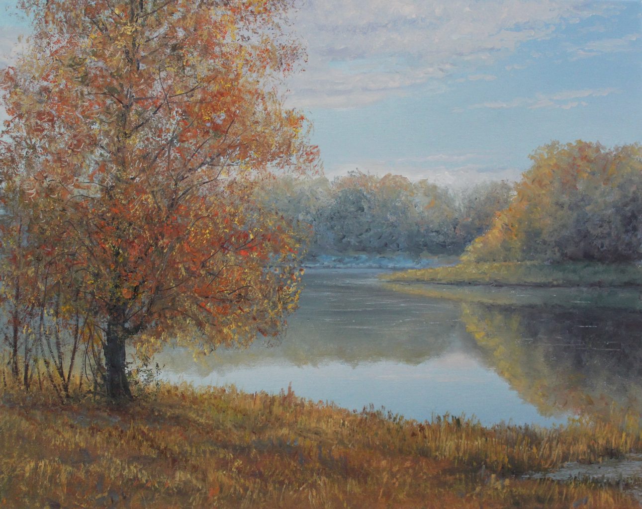 The Leaves Are Turning Color — golden fall oil painting by Viktor Kucheryavyy, 40 x 50 cm