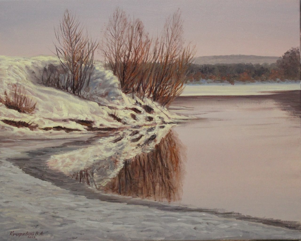 February Blues — original oil painting by Viktor Kucheryavyy, 40 x 50 cm, 2019