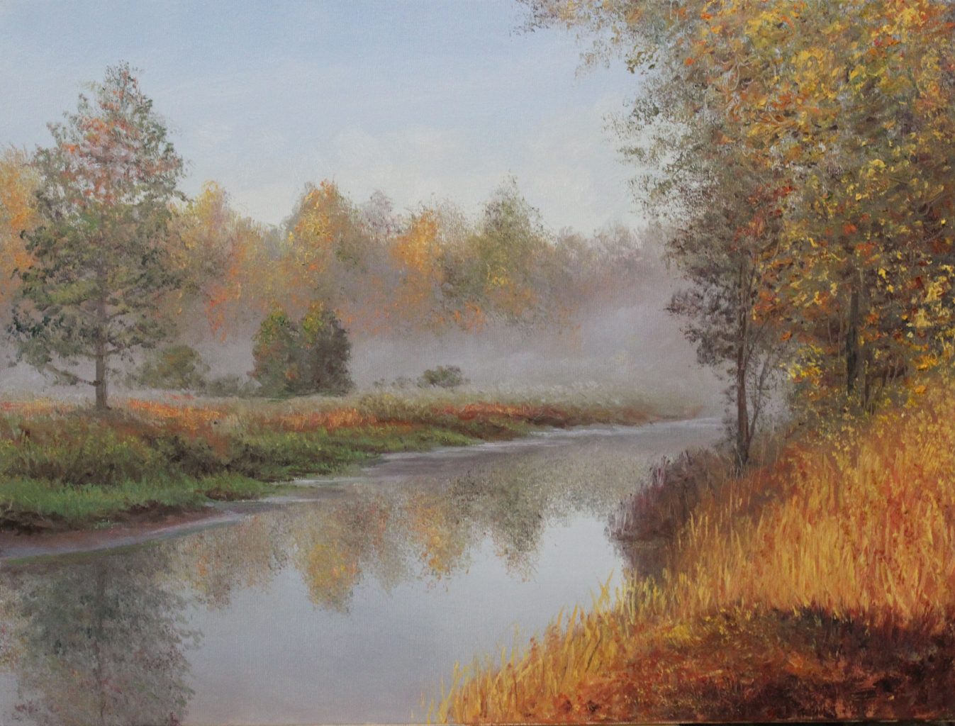 Hues of October — golden fall oil painting by Viktor Kucheryavyy, 45 x 60 cm