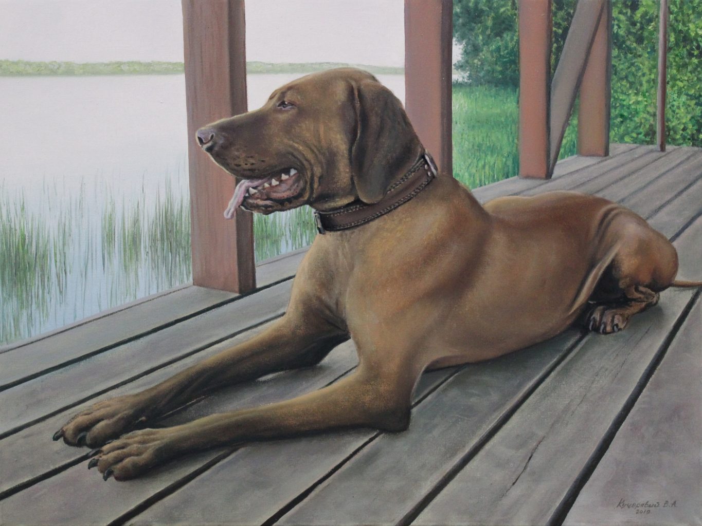 Before the Hunt — animals oil painting by Viktor Kucheryavyy, 