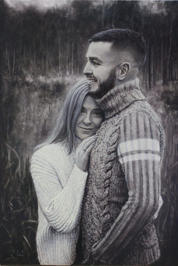 Couple in Black & White — portraits oil painting by Viktor Kucheryavyy, 