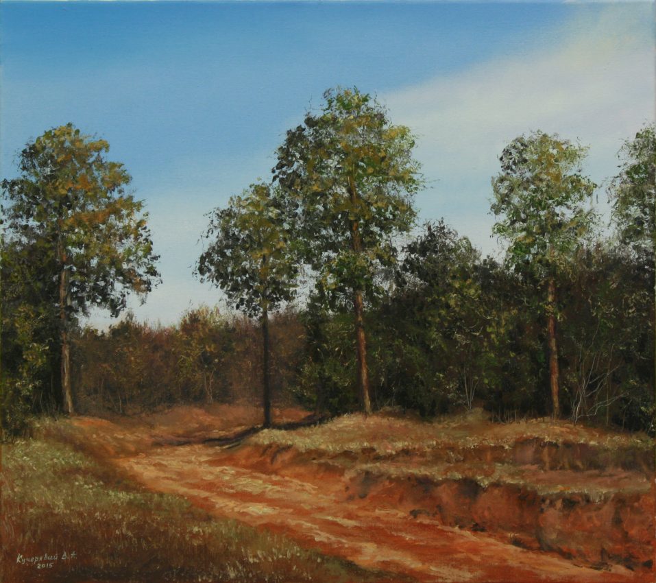 Indian Summer — golden fall oil painting by Viktor Kucheryavyy, 40 x 45 cm