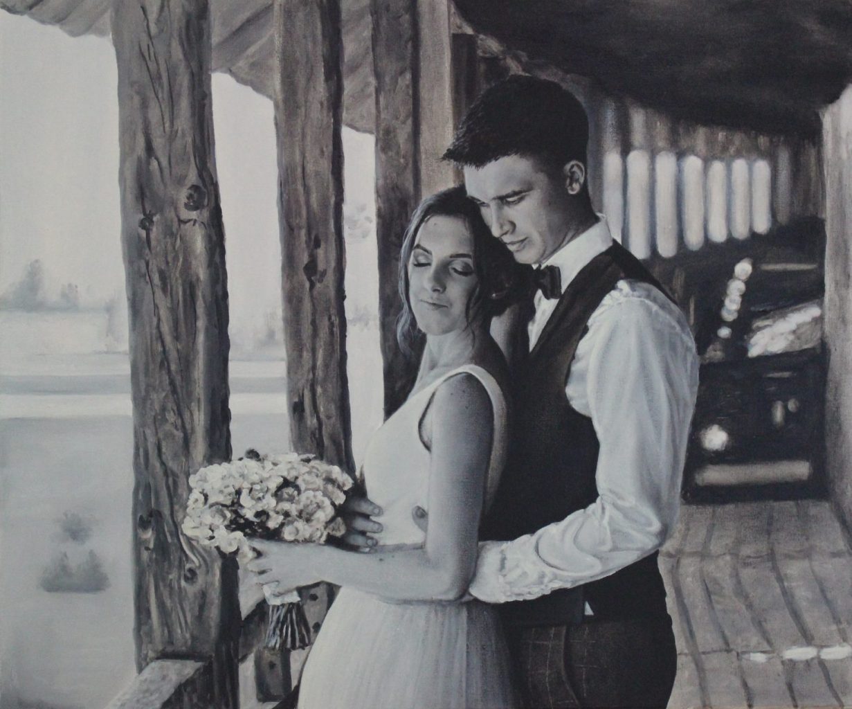 Newlyweds — portraits oil painting by Viktor Kucheryavyy, 