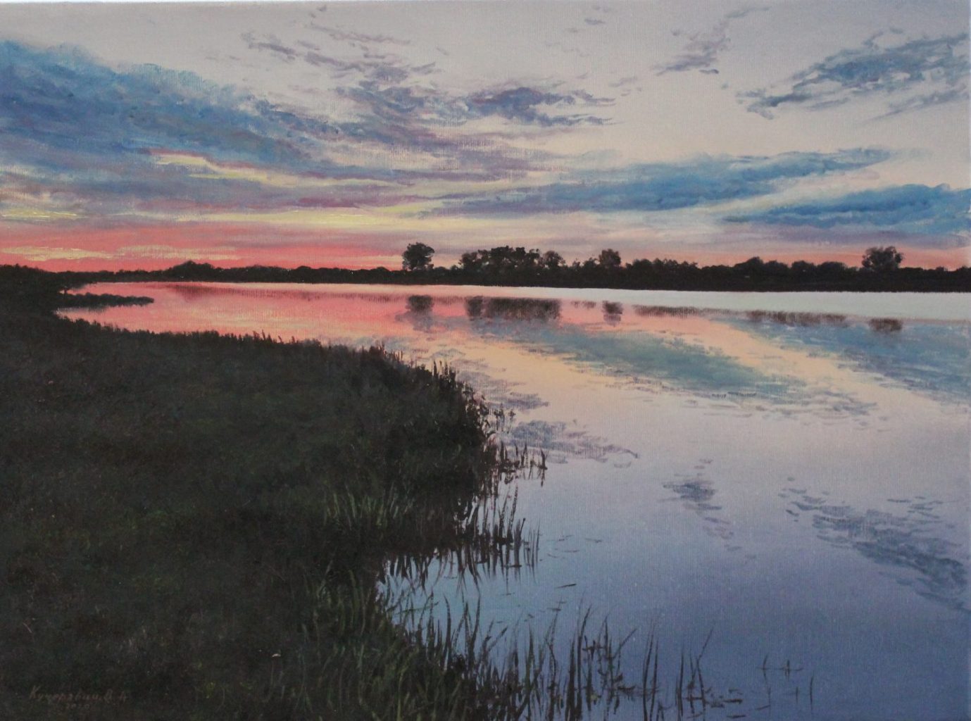 Summer Sunset — original oil on canvas painting by Viktor Kucheryavyy, 45 x 60 cm