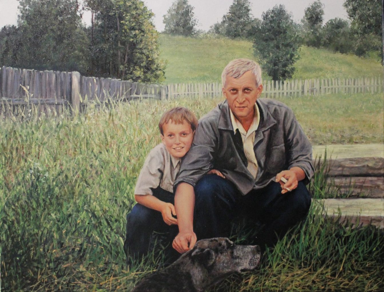 With Grandpa — portraits oil painting by Viktor Kucheryavyy, 