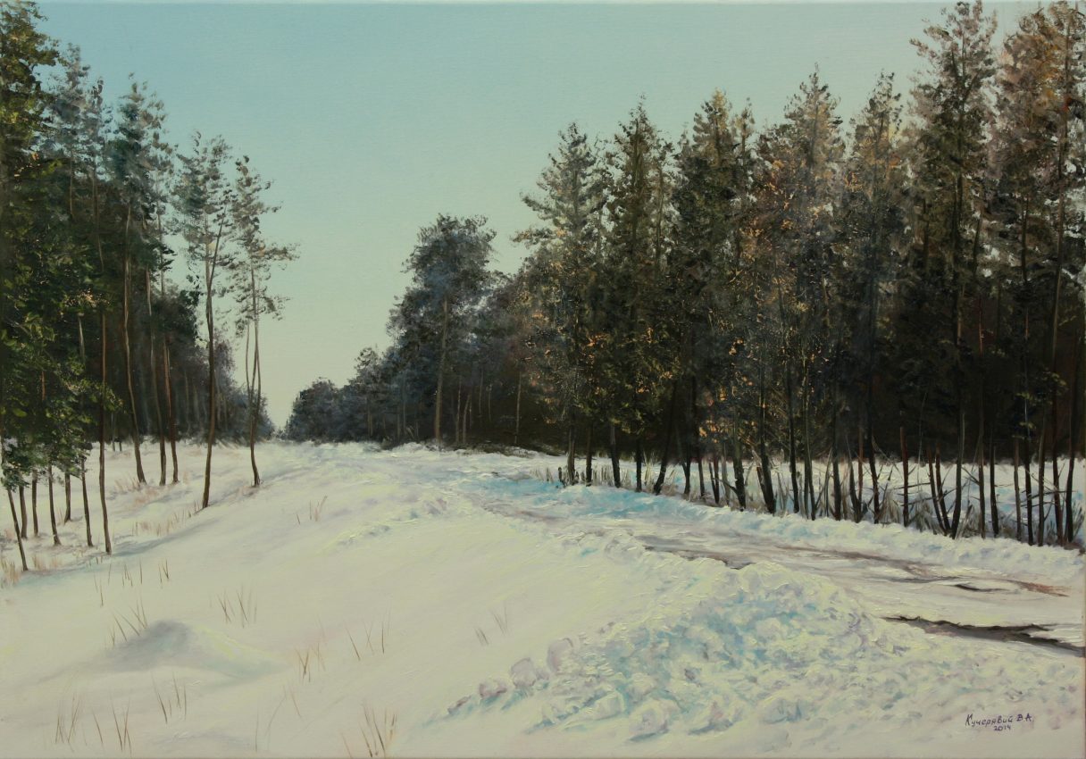 Winter — white winter oil painting by Viktor Kucheryavyy, 50 x 70 cm