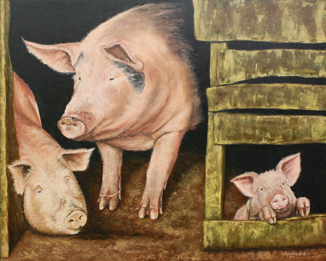 The Family — original oil on canvas painting by Viktor Kucheryavyy, 75 x 110 cm