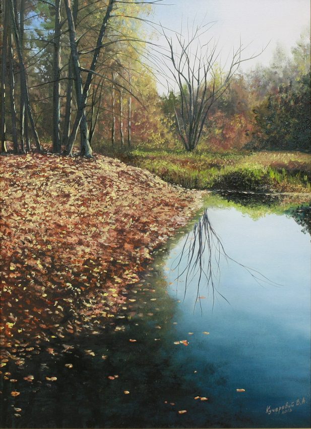 Sunny Morning — golden fall oil painting by Viktor Kucheryavyy, 
