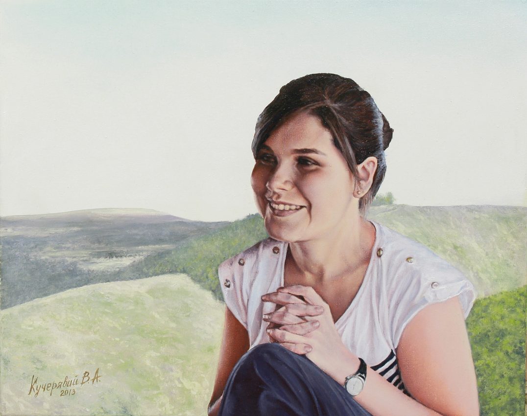 French Girl — portraits oil painting by Viktor Kucheryavyy, 