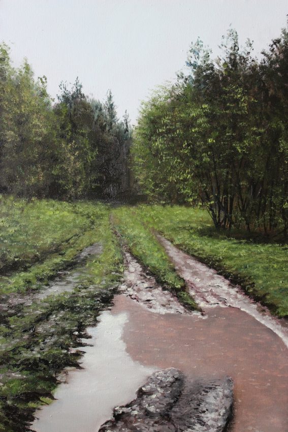 Mud — rainy weather oil painting by Viktor Kucheryavyy, 50 x 35 cm