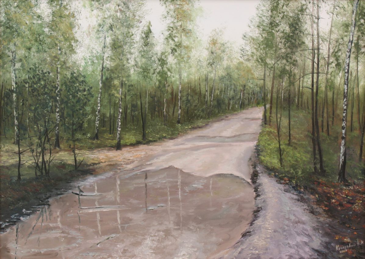 Rainy Summer — rainy weather oil painting by Viktor Kucheryavyy, 