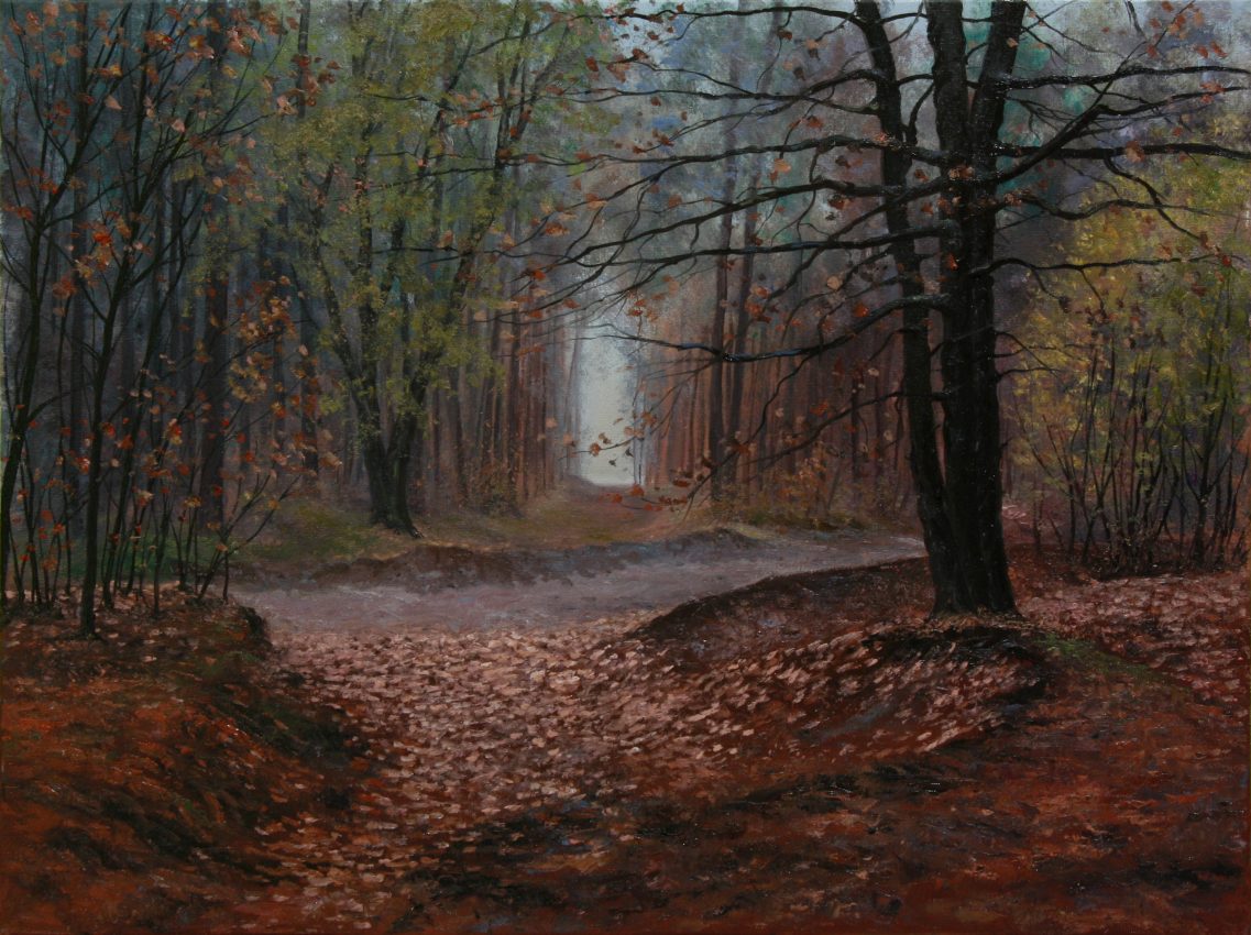 Sleepy Forest — golden fall oil painting by Viktor Kucheryavyy, 
