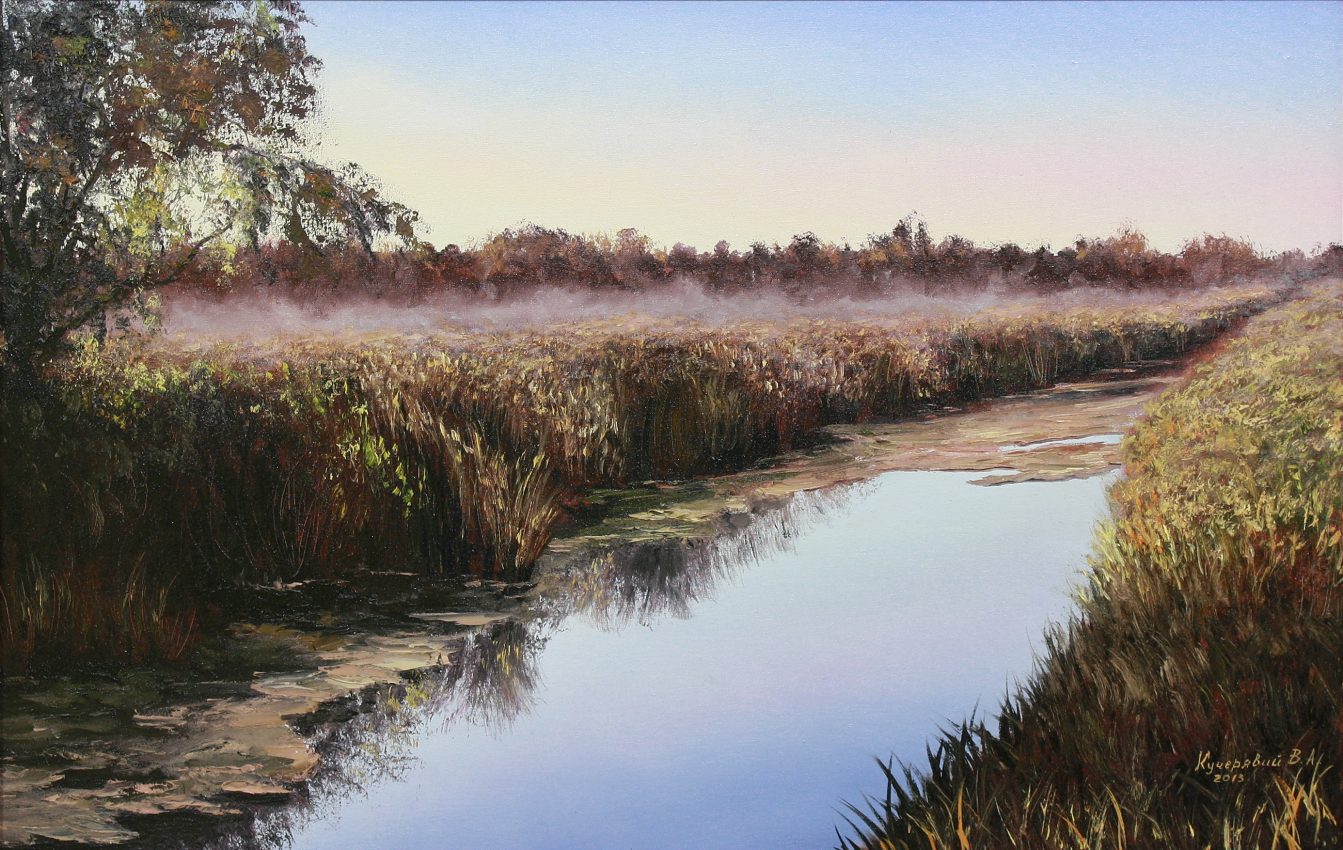 Backwater — original oil on canvas painting by Viktor Kucheryavyy
