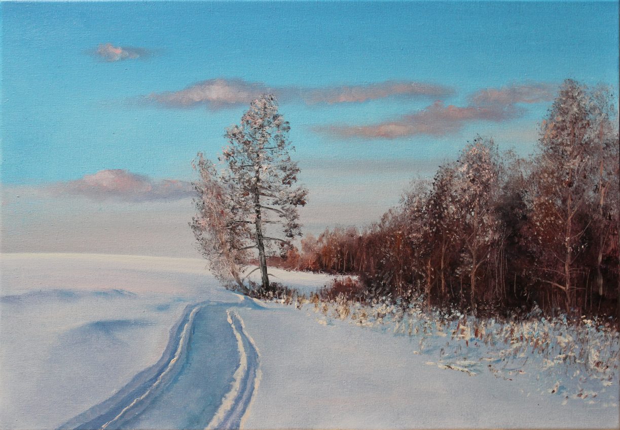 Mid-winter — original oil on canvas painting by Viktor Kucheryavyy