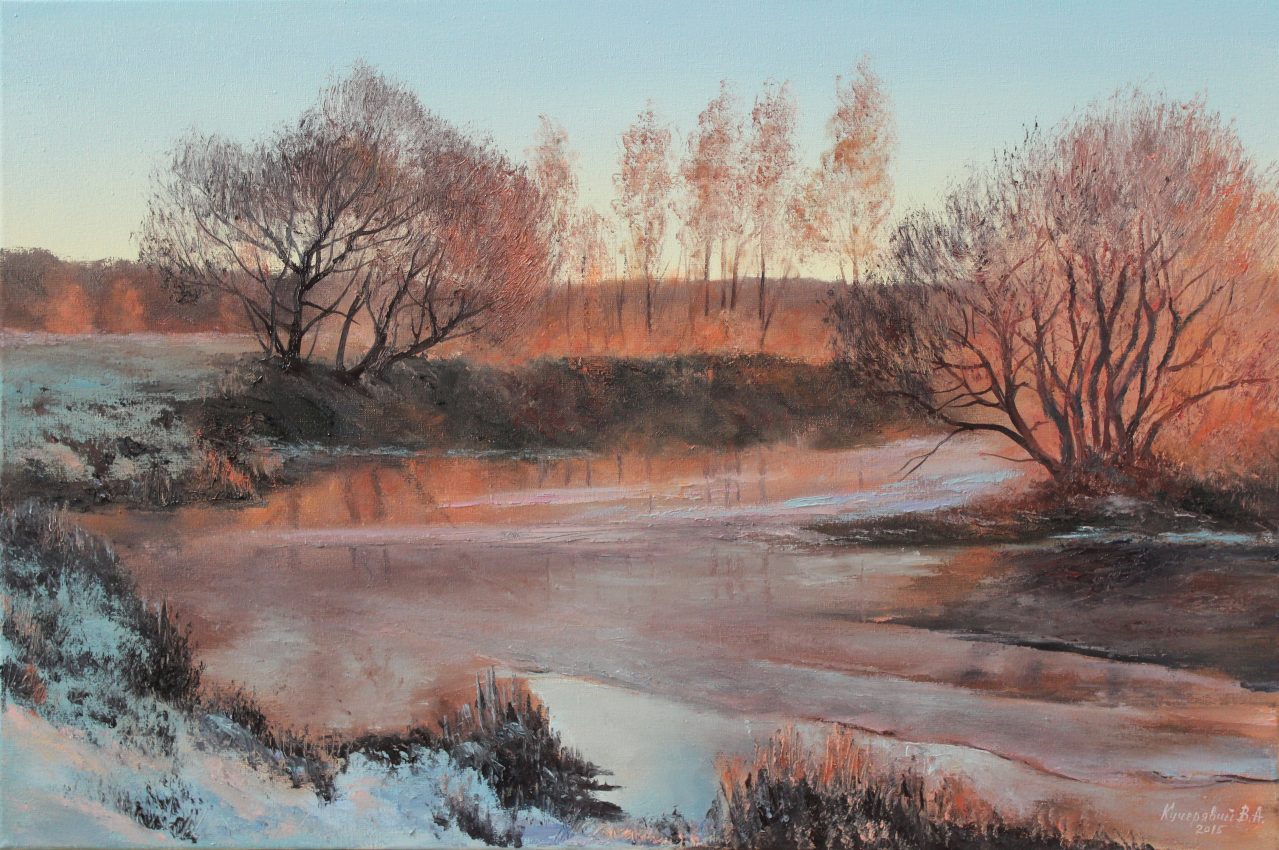Winter River — original oil on canvas painting by Viktor Kucheryavyy