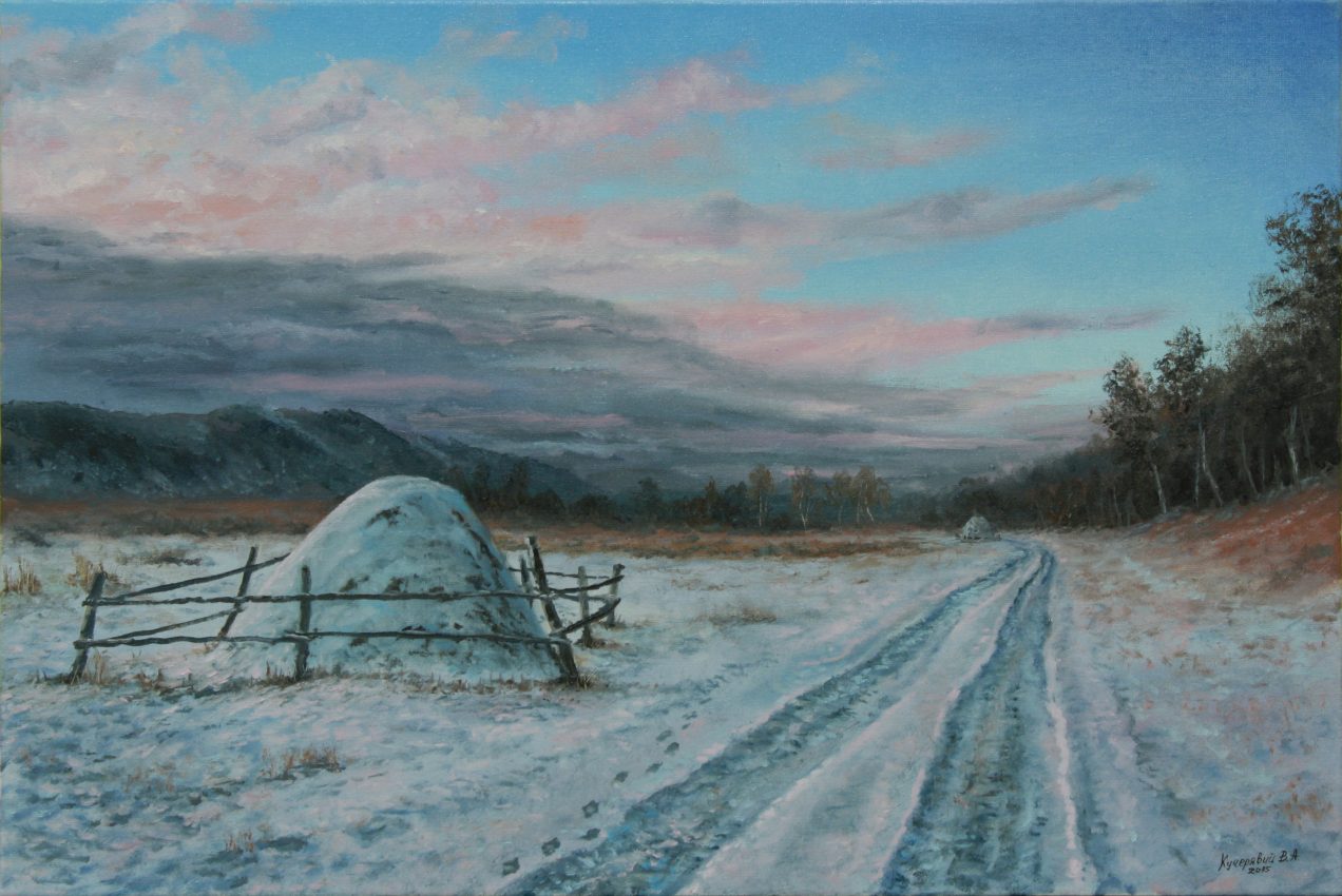 A Cold Night Coming Up — original oil on canvas painting by Viktor Kucheryavyy