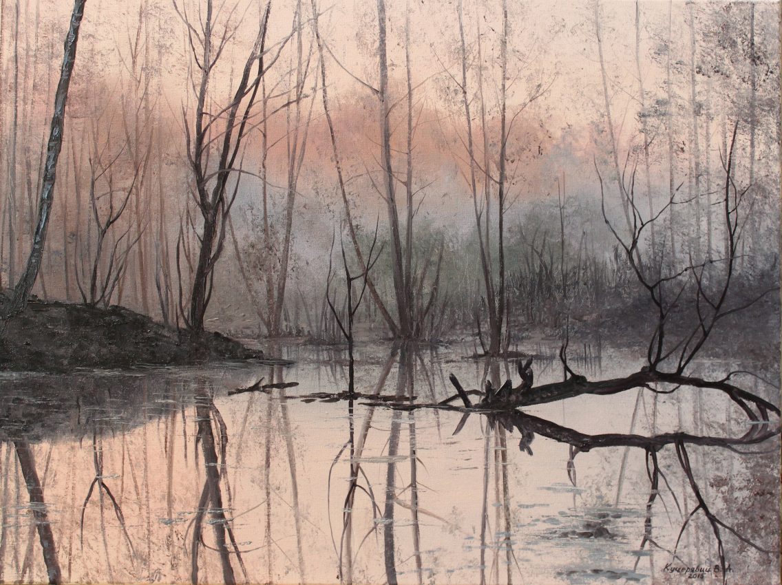 Pink Dusk — original oil on canvas painting by Viktor Kucheryavyy