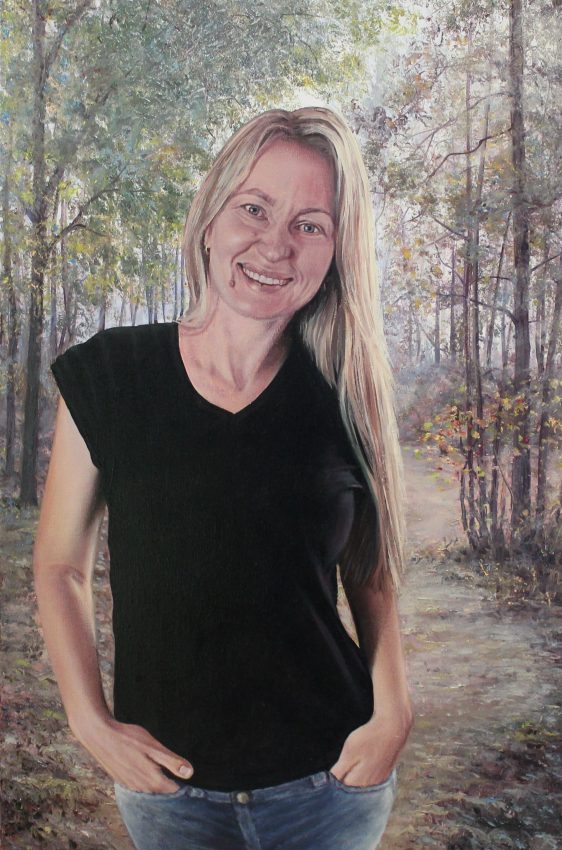 A Portrait of a Woman in the Forest — original oil on canvas painting by Viktor Kucheryavyy