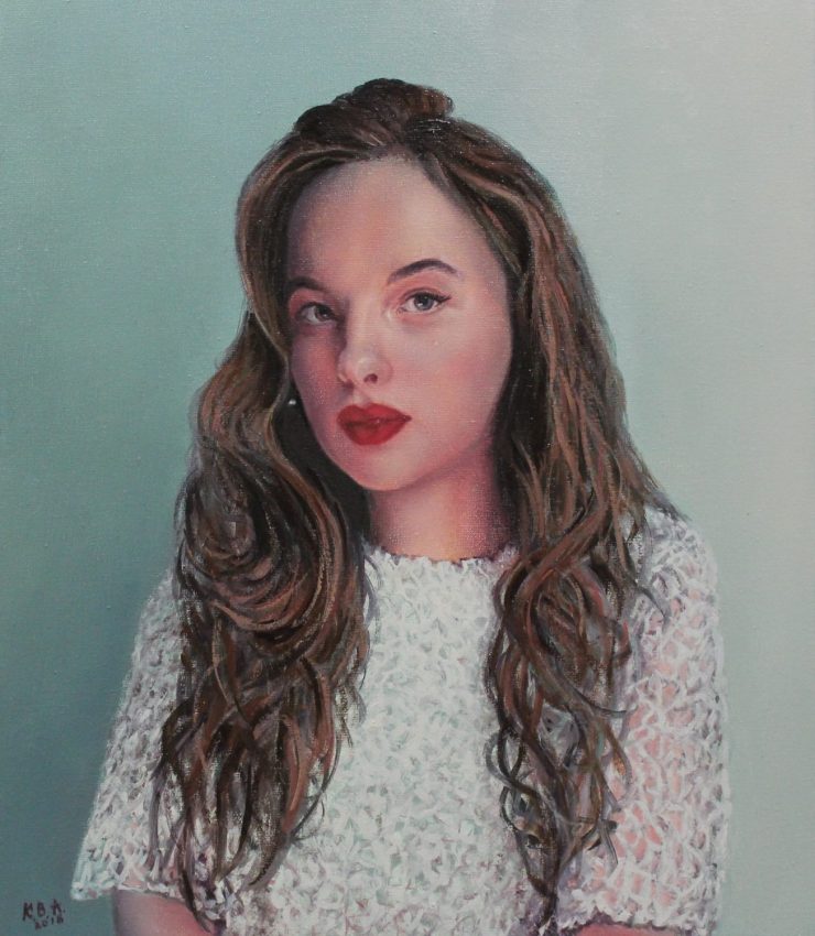 Girl in White — portraits oil painting by Viktor Kucheryavyy, 