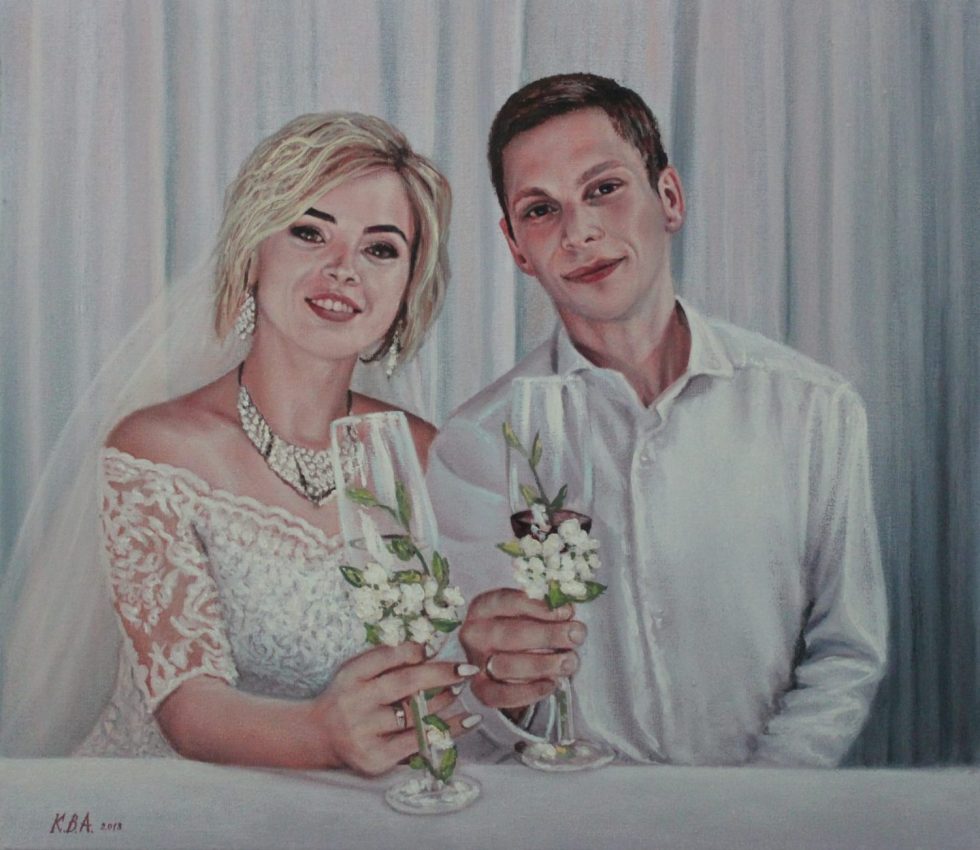 The Newlyweds — original oil on canvas painting by Viktor Kucheryavyy