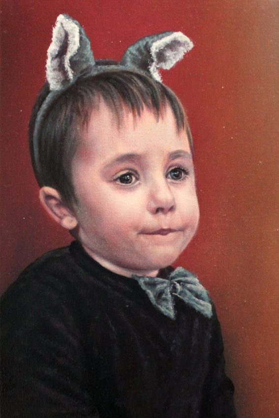Misha in His Bunny Constume — portraits oil painting by Viktor Kucheryavyy, 